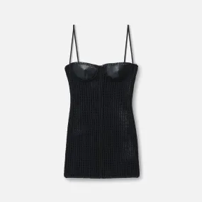 Alexander Wang Knit Mini Dress with Leather Bust - Black