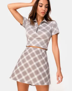 Annie Skirt in Grunge Check Taupe