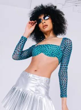 Becca Long Sleeve Crop Top Teal