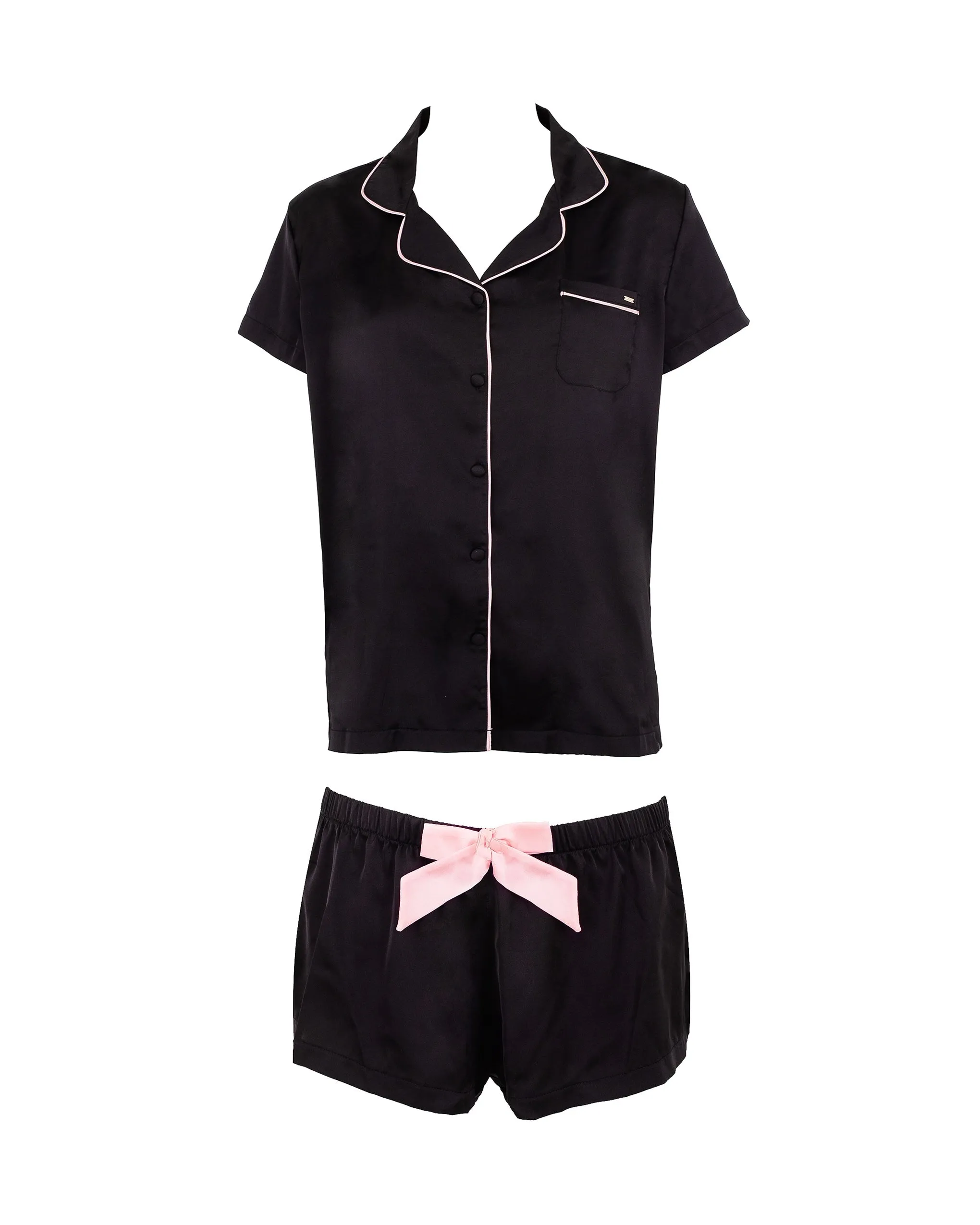 Ensemble Chemise et Short Abigail Noir/Rose