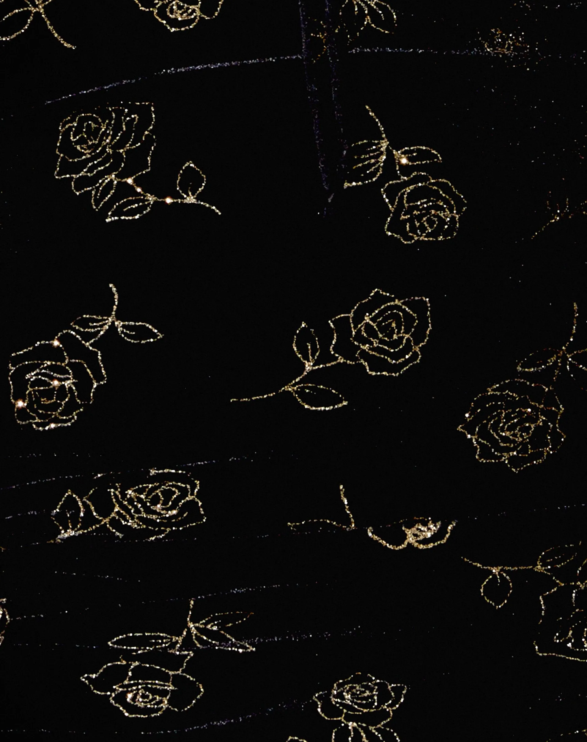 Genata Mini Dress in Black and Gold Rose Stamp