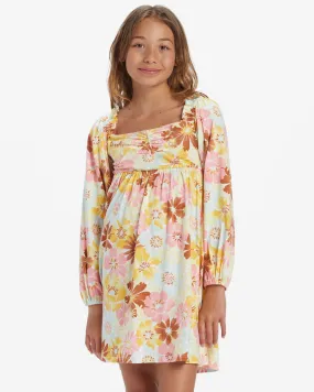 Girls Blossom Dress - Flamingo