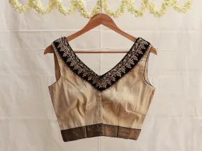 Gold and black Hand embroidery blouse