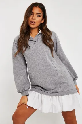 Grey Oversized Jumper Shirt Dress - Islah