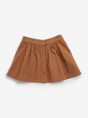 HOP Kids Brown Corduroy Flared Skirt