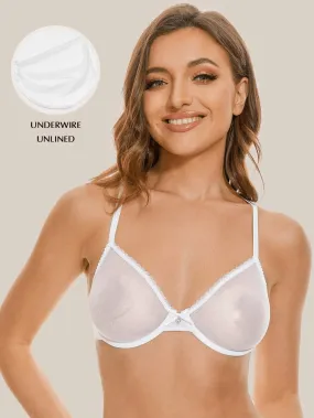 Lace Plus Size Bra Underwire Unlined Brallet White