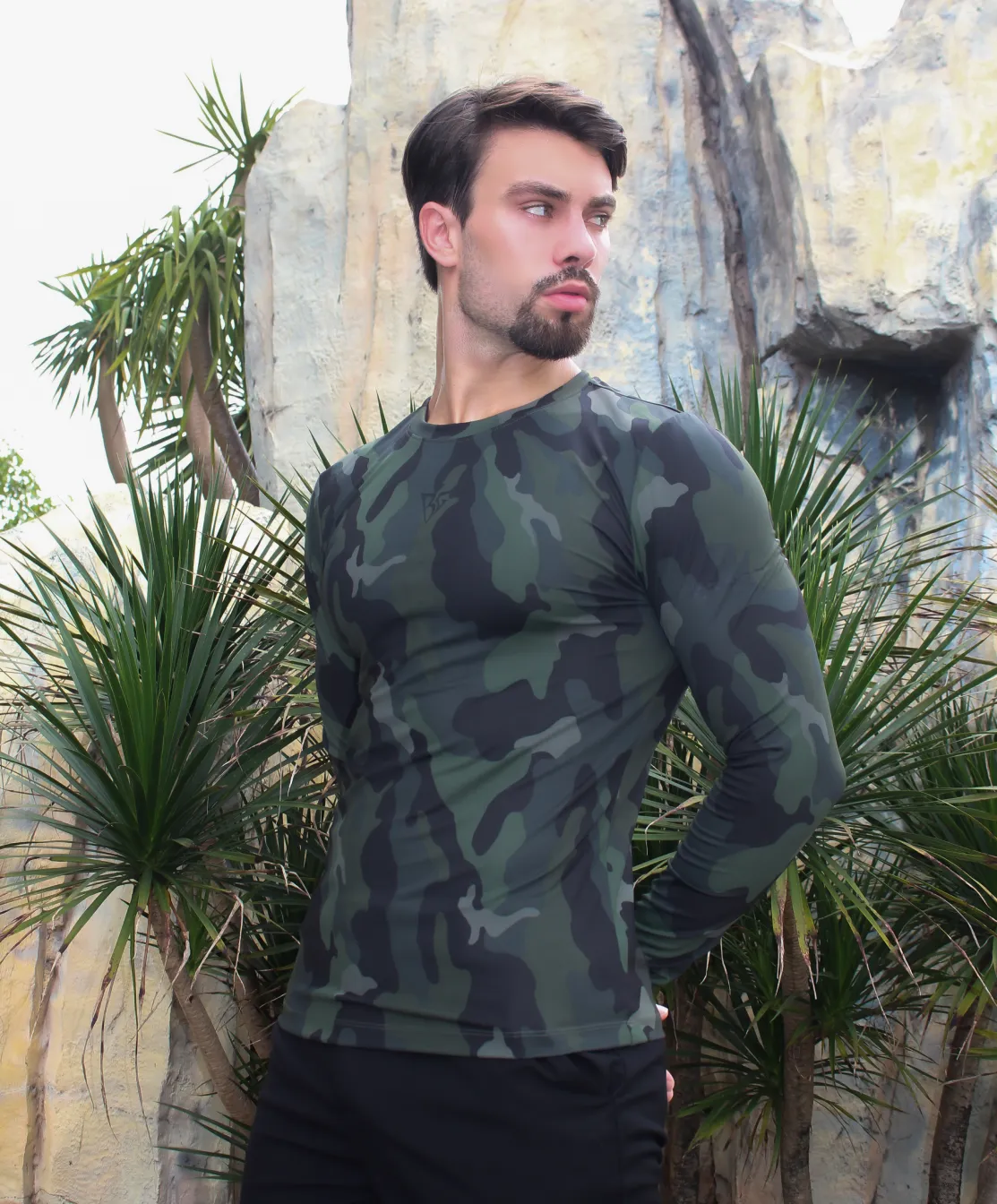 Men's Long Sleeves Camouflage Muscle Shirt