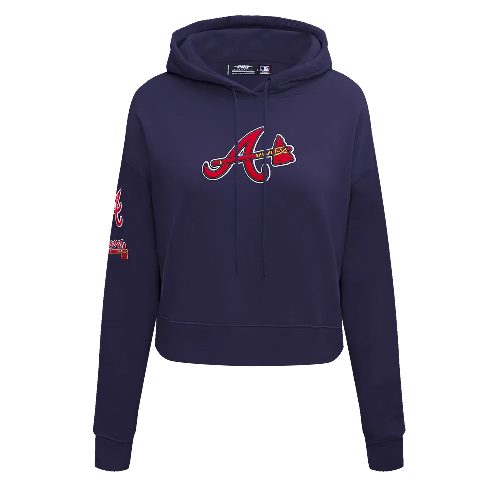 MLB ATLANTA BRAVES CLASSIC WOMEN'S CROPPED PO HOODIE (MIDNIGHT NAVY)