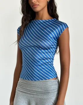 Nova Slinky Top in Blue Diagonal Stripe