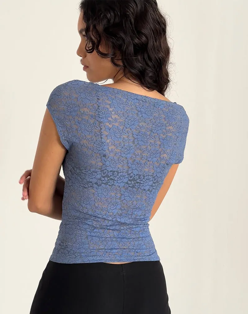 Nova Top in Moonlight Blue Lace