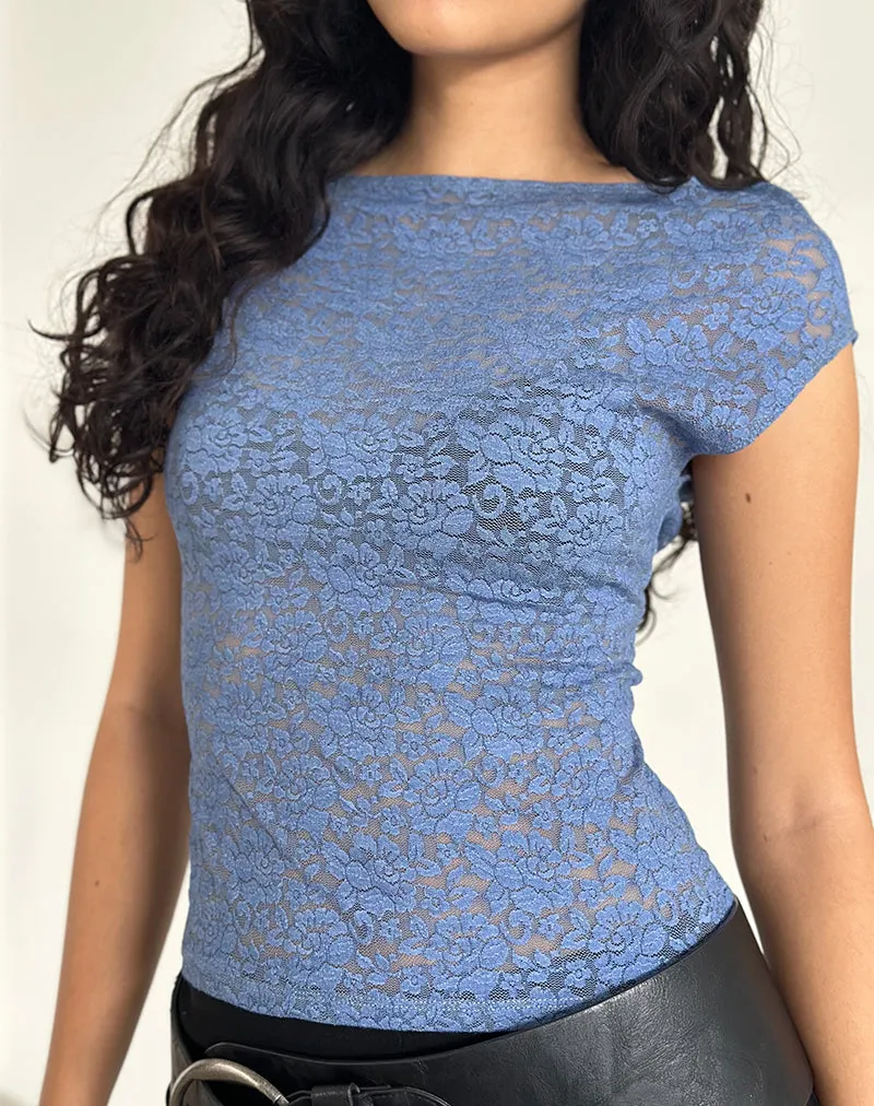 Nova Top in Moonlight Blue Lace