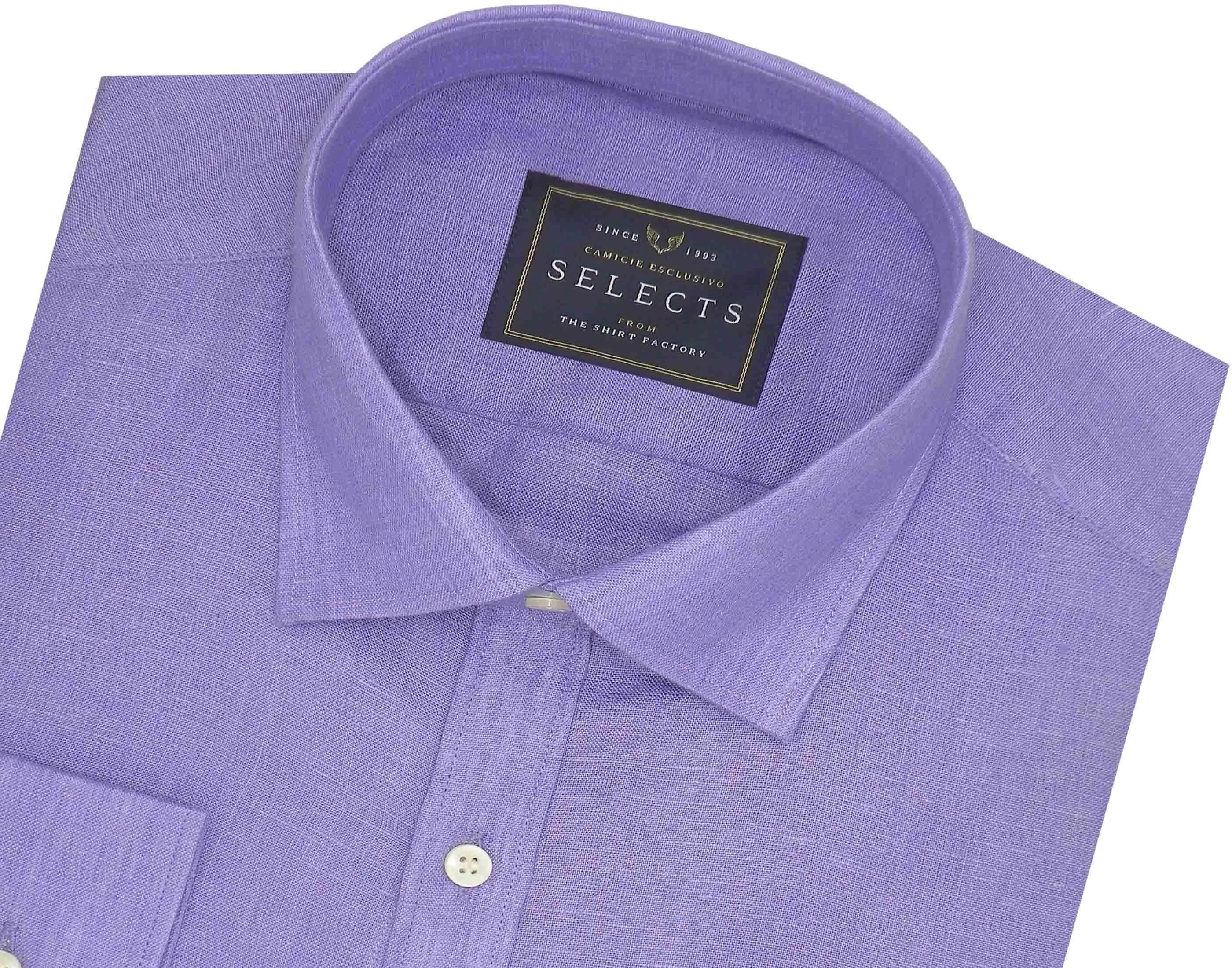 Selects Pure Linen Plain Shirt - Lavender (0532)