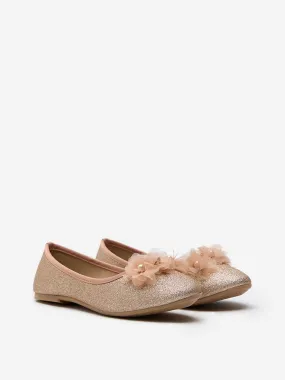 Yellow Rose Gold Floral Embellished Ballerina